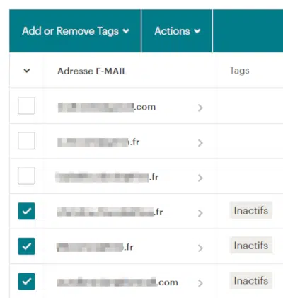 Mailchimp : Nettoie tes inactifs 35 étiquette aposée