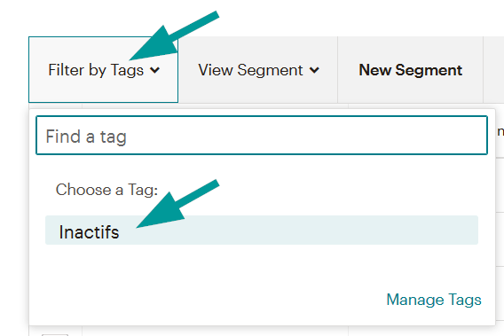 Mailchimp : Nettoie tes inactifs 43 filtre sur une étiquette