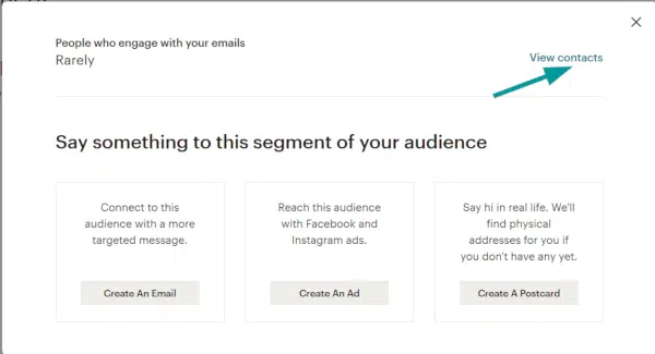 Mailchimp : Nettoie tes inactifs 30 voir contacts inactifs