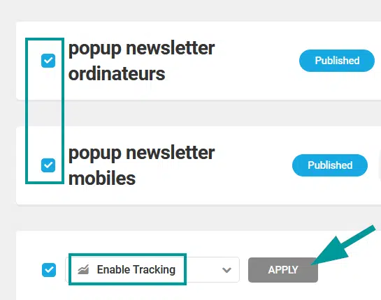Des popups élégantes pour promouvoir ta newsletter, tes offres... sur WordPress 96 activer suivi des conversions