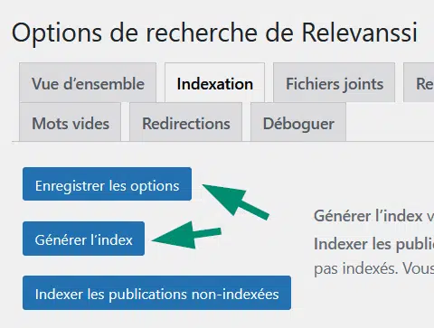Relevanssi : Optimise le moteur de recherche de WordPress 29 générer index