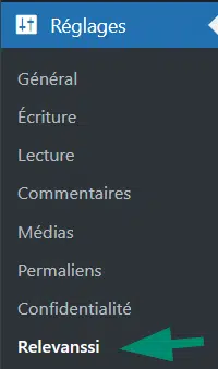 Relevanssi : Optimise le moteur de recherche de WordPress 26 menu réglages de relevanssi