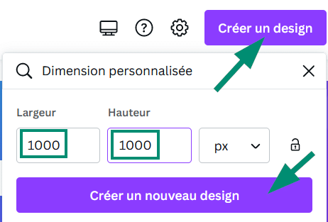 création nouveau design canva
