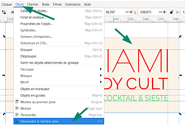 inkscape descendre arrière plan
