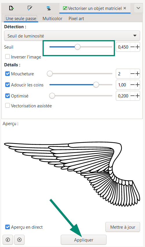 inkscape vectorisation seuils