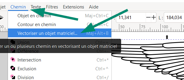 inkscape vectoriser objet matriciel